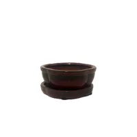 5'' Glazed Bonsai pot w/ unattached saucer – Image 8