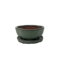 5'' Glazed Bonsai pot w/ unattached saucer – Image 3