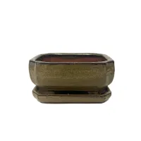 6" Glazed Bonsai pot w/ unattached saucer – Image 3