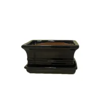 6" Glazed Bonsai pot w/ unattached saucer – Image 9