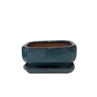 6" Glazed Bonsai pot w/ unattached saucer – Image 6