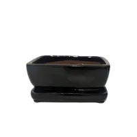 6'' Glazed Bonsai Pot w/ Attached saucer – Image 3
