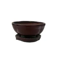 6'' Glazed Bonsai Pot w/ Attached saucer – Image 5