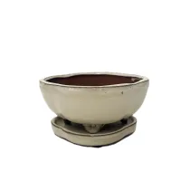 6'' Glazed Bonsai Pot w/ Attached saucer – Image 1