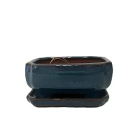 6'' Glazed Bonsai Pot w/ Attached saucer – Image 2