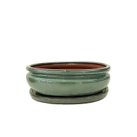 10" Glazed Bonsai pot w/ Unattached saucer – Image 1