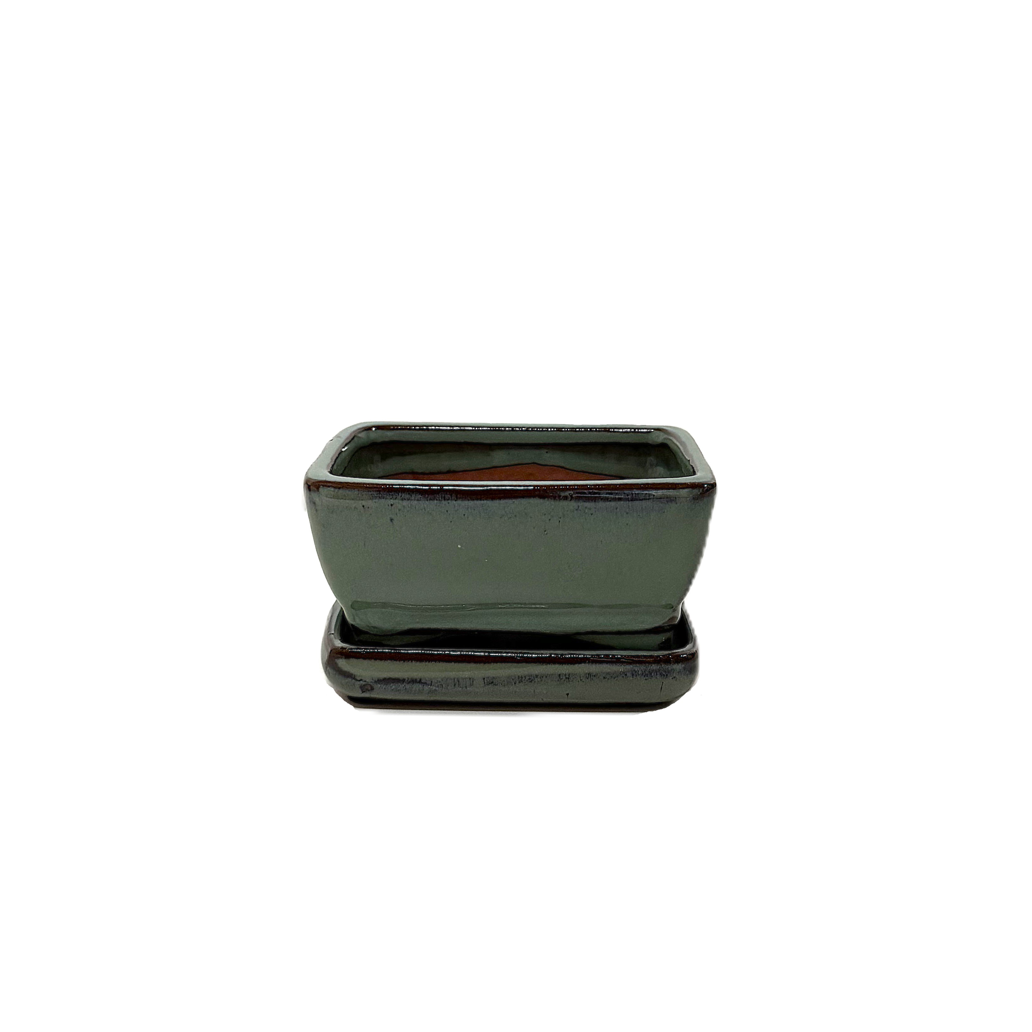 4'' Glazed Bonsai Pot w/ Unattached saucers – Image 4