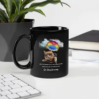 Black Glossy Mug: Sky Driving Cat – Image 2
