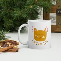 White glossy mug: Crazy Cat Lady – Image 1