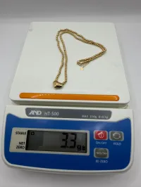 18k Gold Heart Necklace 16” 3.3g – Image 2