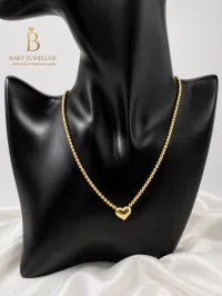 18k Gold Heart Necklace 16” 3.3g – Image 1