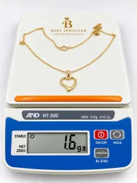 18K Gold Heart Pendant Necklace 1.6g – Image 2
