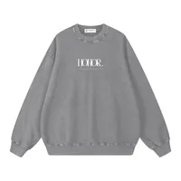 "HONOR" v2 | Acid Wash Oversize Pullover – Light Gray, S