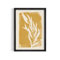 Cuadro Botánico Silueta de Hojas – Estilo Mostaza Orgánico – 30x40cm, Blanco mate