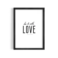 Cuadro Tipográfico Do It With Love – Estilo Minimalista – 30x40cm, Café medio