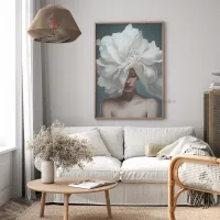 Cuadro Retrato Mujer con Peonía Blanca – Estilo Surrealista Elegante – Image 2
