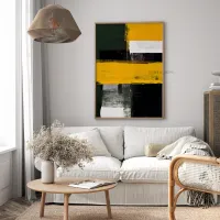 Cuadro Abstracto Trazo Horizontal Amarillo – Estilo Moderno – Imagen 2