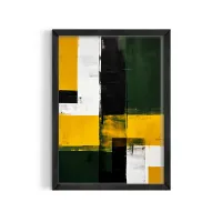 Cuadro Abstracto Bloques de Color Amarillo y Verde – Estilo Contemporáneo – 30x40cm, Negro mate