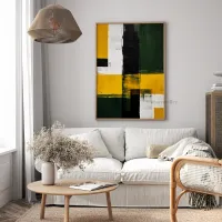 Cuadro Abstracto Bloques de Color Amarillo y Verde – Estilo Contemporáneo – Imagen 2
