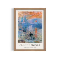 Cuadro Claude Monet Impression Sunrise 1872 – Arte Impresionista – 30x40cm, Café medio