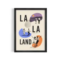 Cuadro Ilustración La La Land – Estilo Pop Vintage – 30x40cm, Café medio