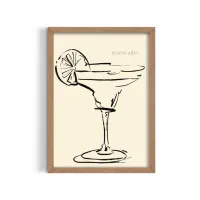 Cuadro Ilustración Coctel Margarita – Estilo Line Art – 30x40cm, Negro mate