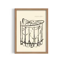 Cuadro Ilustración Coctel Gin Tonic – Estilo Line Art – 30x40cm, Negro mate