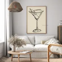 Cuadro Ilustración Coctel Martini – Estilo Line Art – Image 2