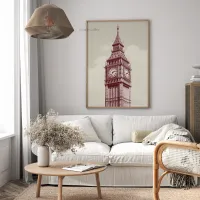 Cuadro Big Ben Londres – Estilo Vintage Burgundy – Image 2