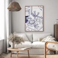 Cuadro Hogar Acogedor – Estilo Boceto Interior Azul – Image 2