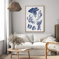 Cuadro Vegetales Frescos – Estilo Ilustración Botánica Azul – Image 2