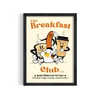 Cuadro The Breakfast Club – Estilo Póster Vintage Cartoon – Blanco mate, 30x40cm