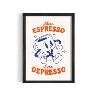 Cuadro More Espresso – Estilo Ilustración Gráfica Retro – Champagne, 30x40cm