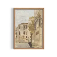 Cuadro Callejón Vintage – Estilo Acuarela Clásica – Blanco mate, 30x40cm