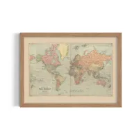 Cuadro Mapamundi Antiguo – Estilo Cartografía Clásica – Blanco mate, 30x40cm
