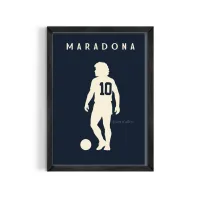 Cuadro Diego Maradona Minimalist – Estilo Silueta Atemporal – Champagne, 30x40cm