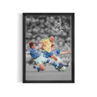Cuadro Ronaldo Nazário – Estilo Leyenda del Fútbol – Blanco mate, 30x40cm