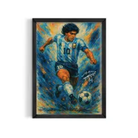 Cuadro Diego Maradona Impresionista – Estilo Óleo Dinámico – Blanco mate, 30x40cm