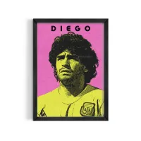 Cuadro Diego Maradona Pop Art Pink – Estilo Retro Halftone – Madera natural, 30x40cm