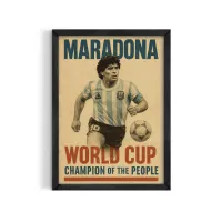 Cuadro Maradona Champion of the People – Estilo Póster Retro – Blanco mate, 30x40cm