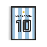 Cuadro Diego Maradona Camiseta el 10 – Estilo Poster Minimalista – Negro mate, 30x40cm