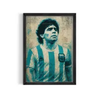 Cuadro Diego Maradona Mirada – Estilo Textura Urbana – Blanco mate, 30x40cm