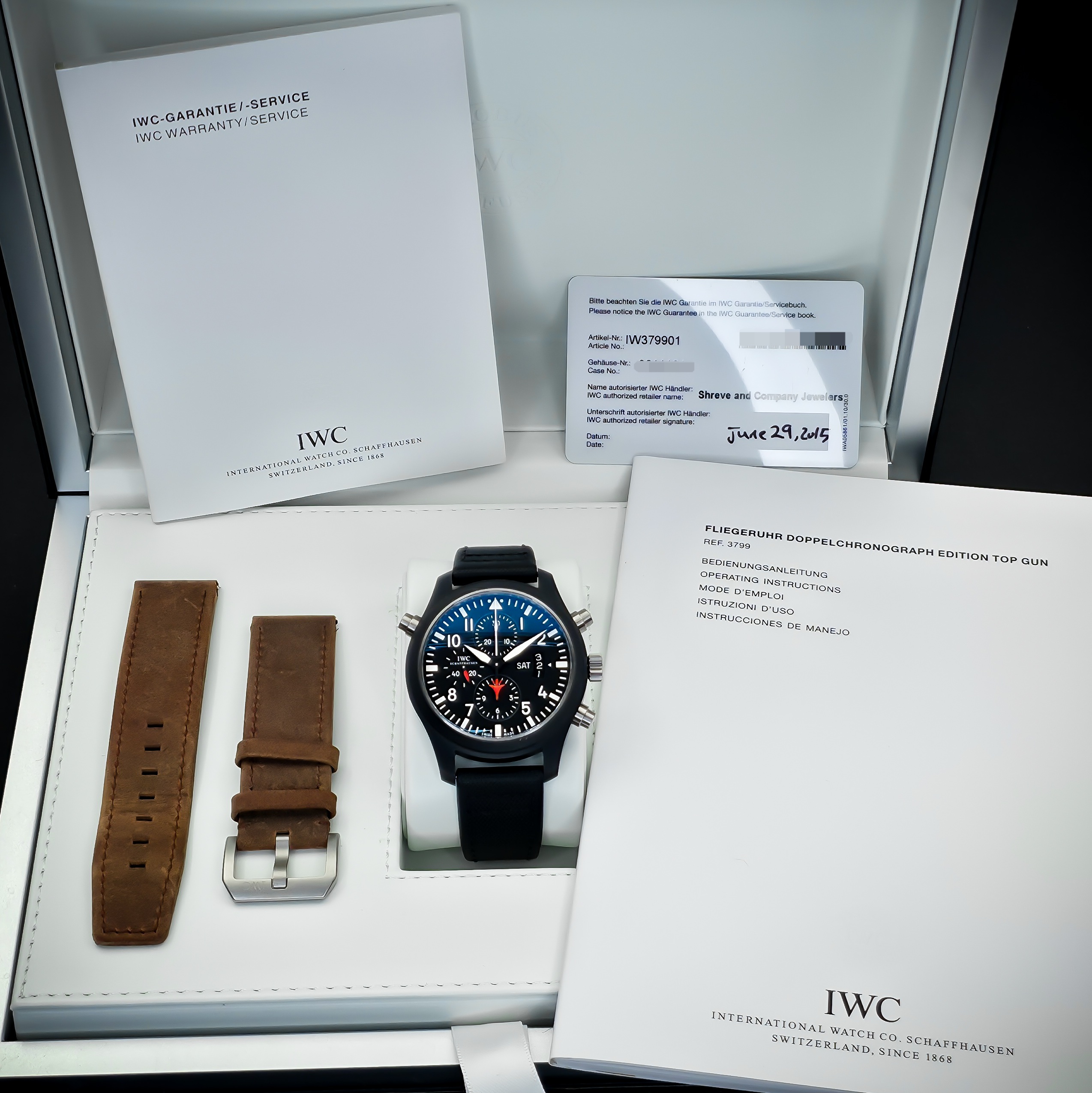 IWC PILOT’S WATCH DOUBLE CHRONOGRAPH EDITION TOP GUN | REF. IW379901 | BLACK DIAL | FULL SET  – Image 2