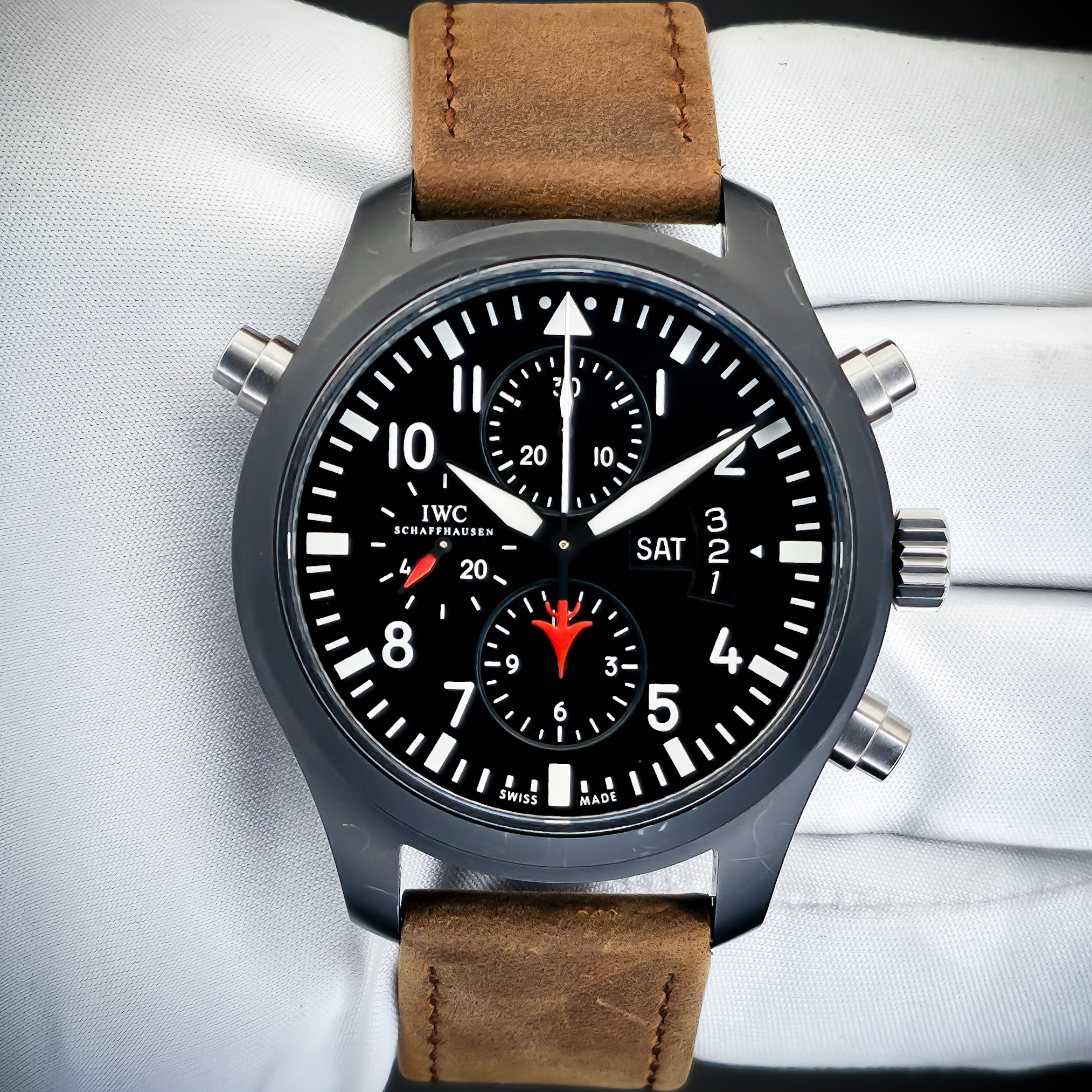 IWC PILOT’S WATCH DOUBLE CHRONOGRAPH EDITION TOP GUN | REF. IW379901 | BLACK DIAL | FULL SET  – Image 3