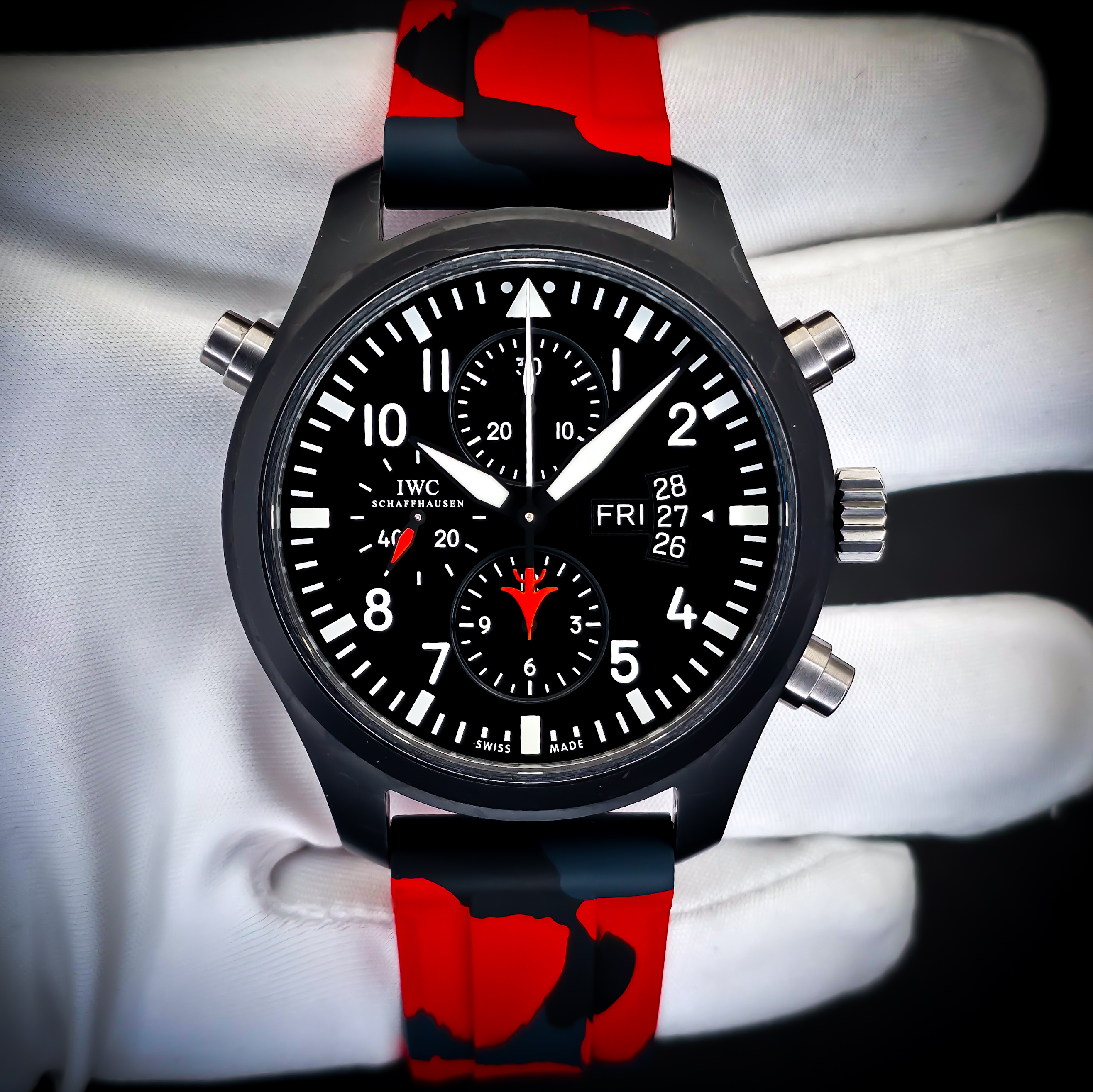 IWC PILOT’S WATCH DOUBLE CHRONOGRAPH EDITION TOP GUN | REF. IW379901 | BLACK DIAL | FULL SET  – Image 6