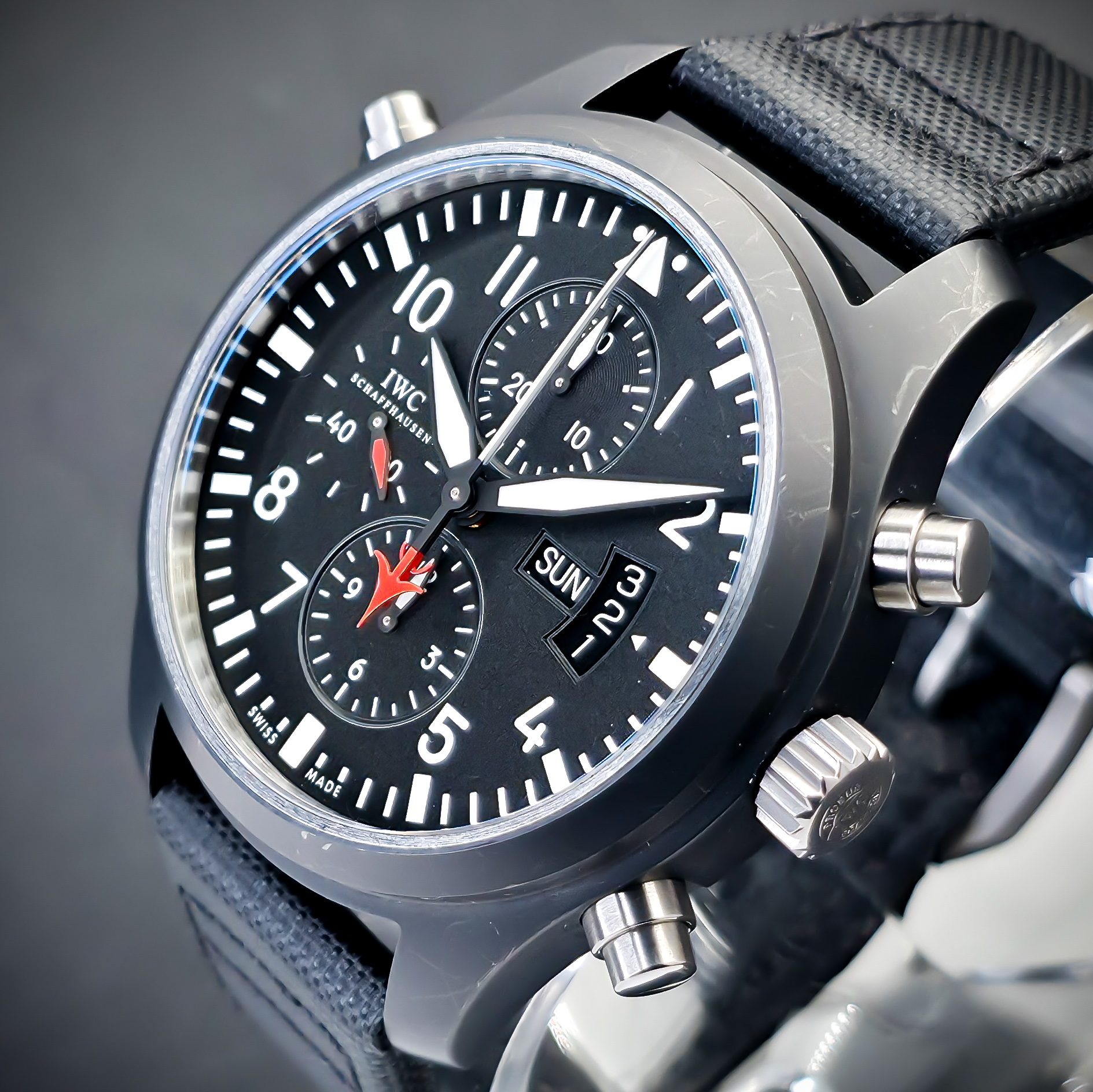 IWC PILOT’S WATCH DOUBLE CHRONOGRAPH EDITION TOP GUN | REF. IW379901 | BLACK DIAL | FULL SET  – Image 10
