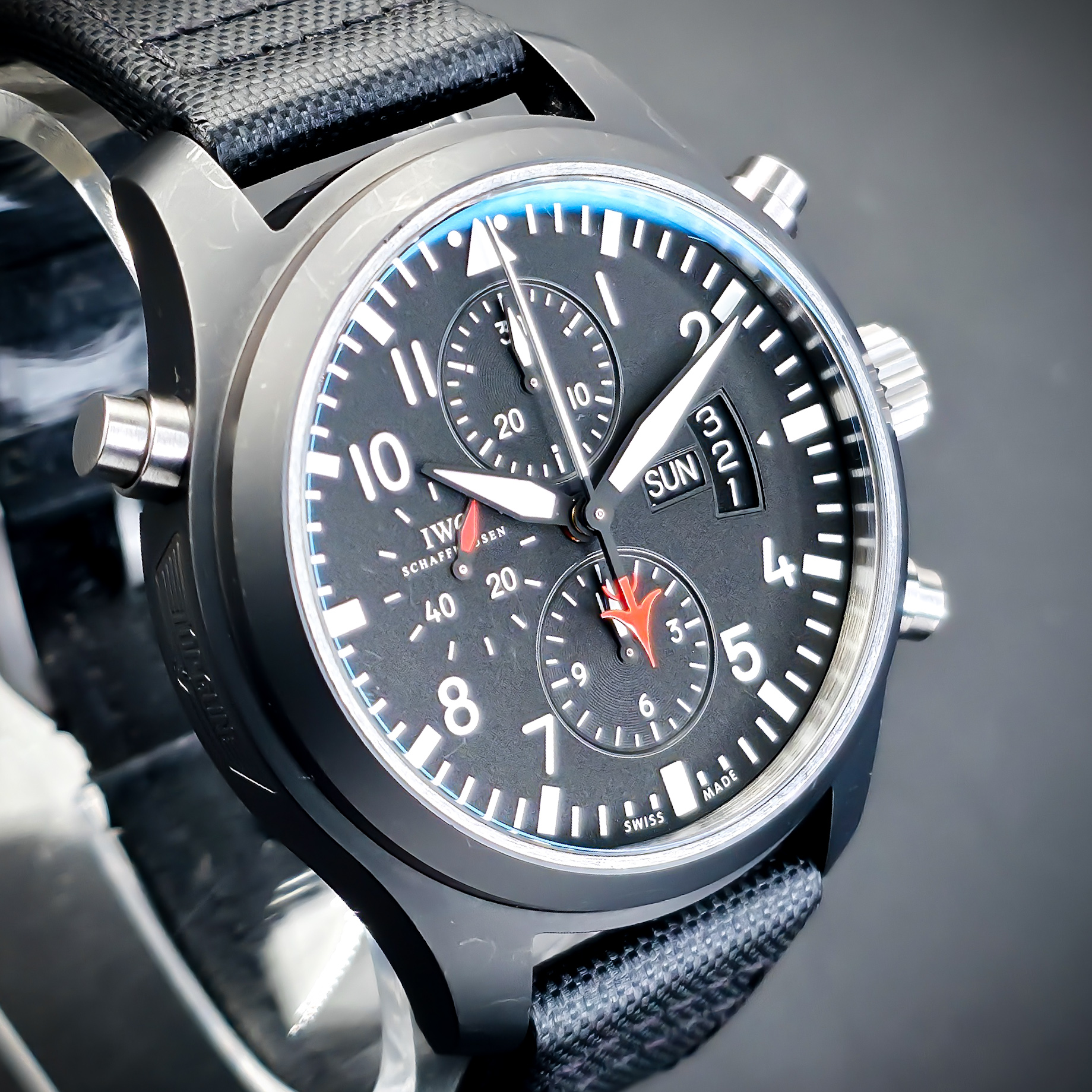 IWC PILOT’S WATCH DOUBLE CHRONOGRAPH EDITION TOP GUN | REF. IW379901 | BLACK DIAL | FULL SET  – Image 11