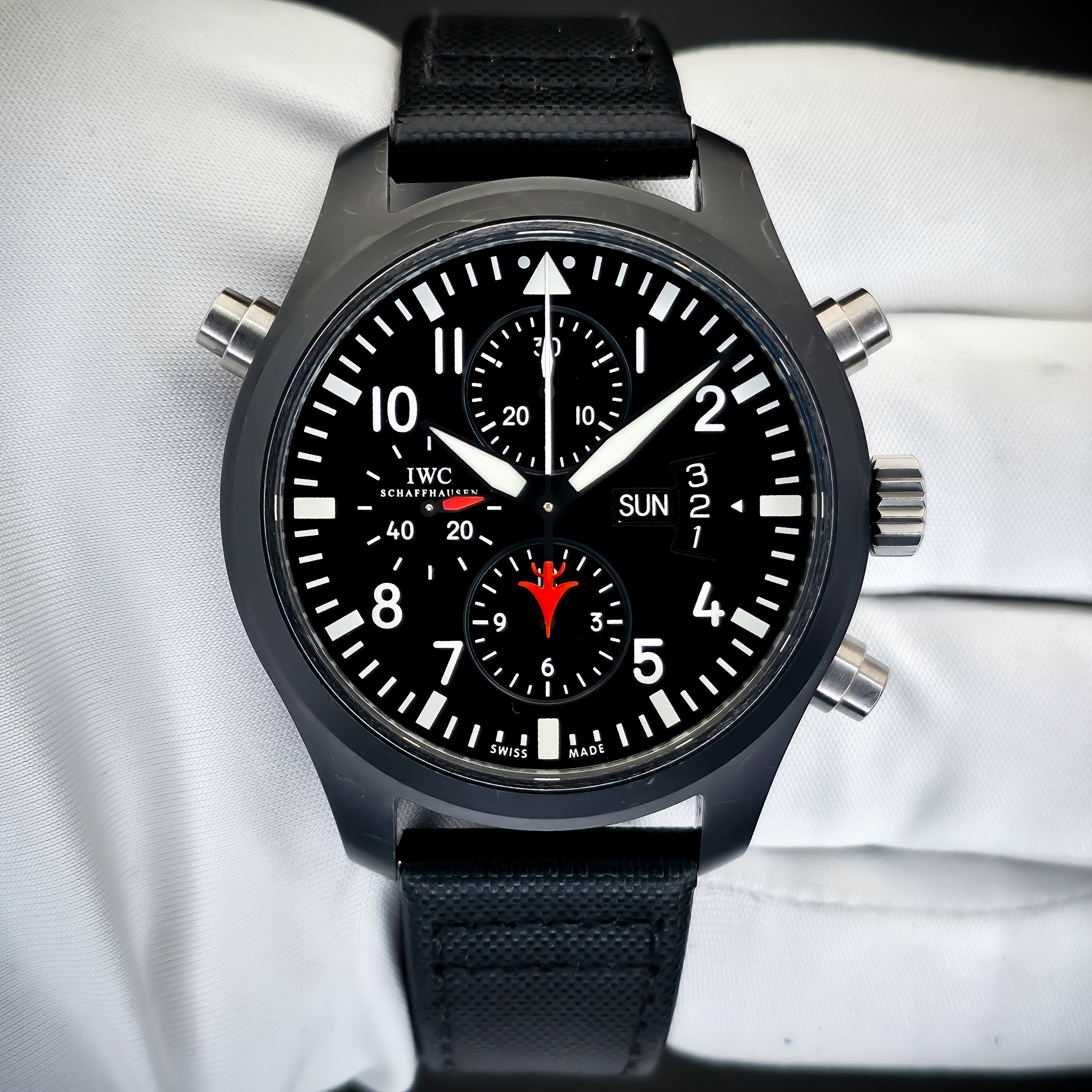 IWC PILOT’S WATCH DOUBLE CHRONOGRAPH EDITION TOP GUN | REF. IW379901 | BLACK DIAL | FULL SET  – Image 14