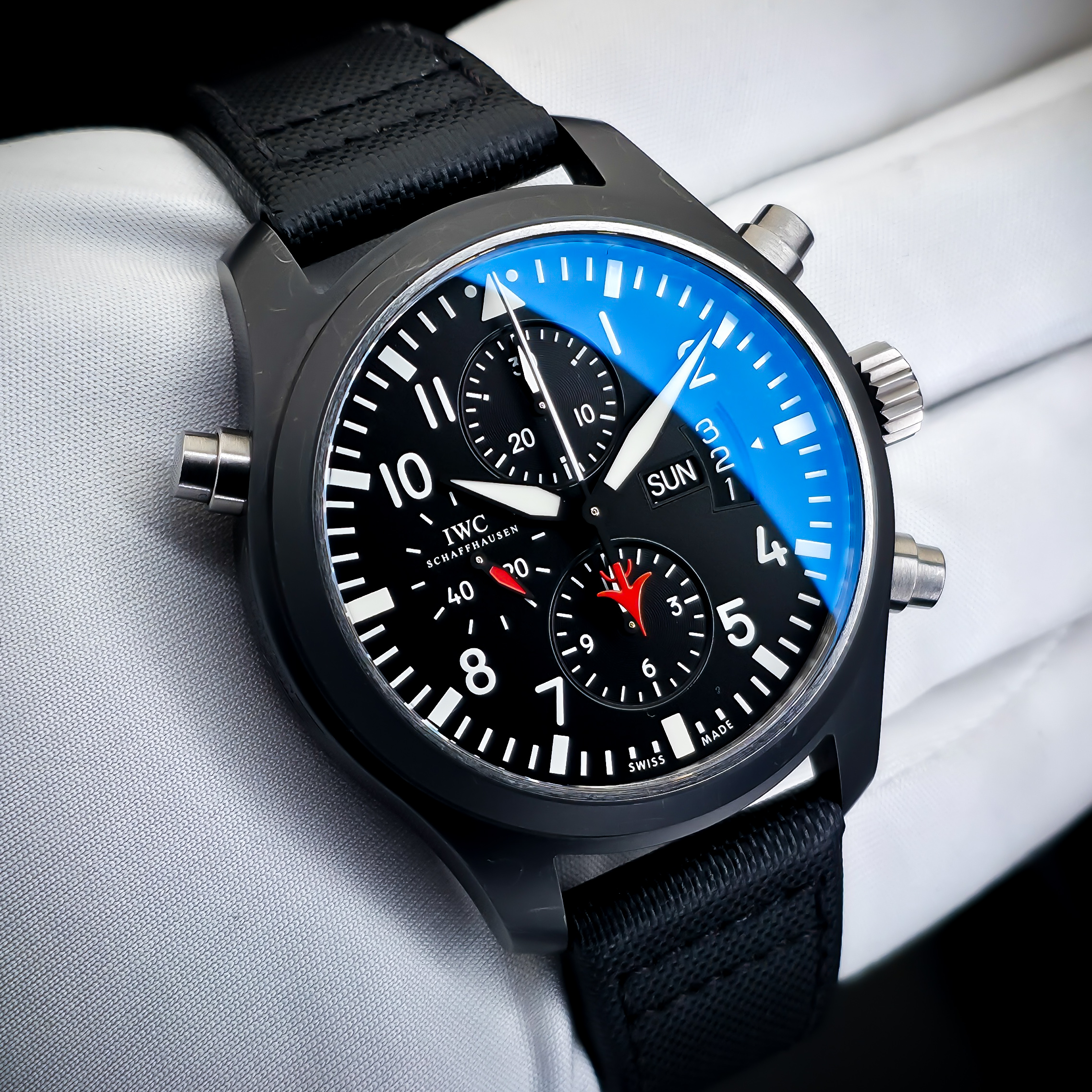 IWC PILOT’S WATCH DOUBLE CHRONOGRAPH EDITION TOP GUN | REF. IW379901 | BLACK DIAL | FULL SET  – Image 15