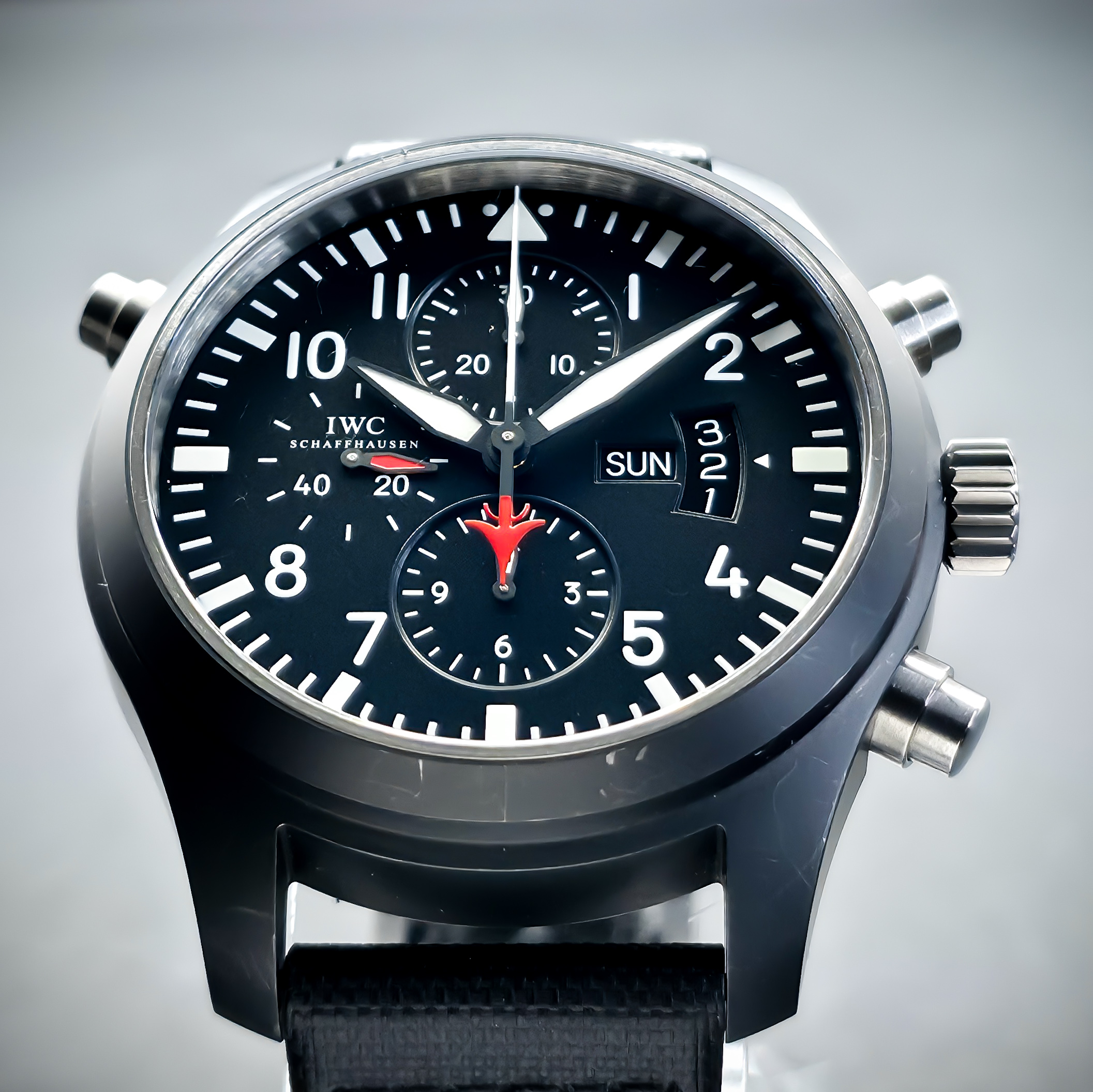 IWC PILOT’S WATCH DOUBLE CHRONOGRAPH EDITION TOP GUN | REF. IW379901 | BLACK DIAL | FULL SET  – Image 16